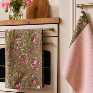 Vintage Blomme Teedoekstel – 2 Stuk